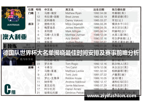 德国队世界杯大名单揭晓最佳时间安排及赛事前瞻分析